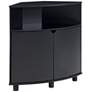 2_Leto 31 1/4"W Black 2-Door Corner Cabinet with LED Lights