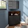 1_Leto 31 1/4"W Black 2-Door Corner Cabinet with LED Lights