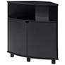 4_Leto 31 1/4"W Black 2-Door Corner Cabinet with LED Lights more views