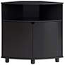 5_Leto 31 1/4"W Black 2-Door Corner Cabinet with LED Lights more views