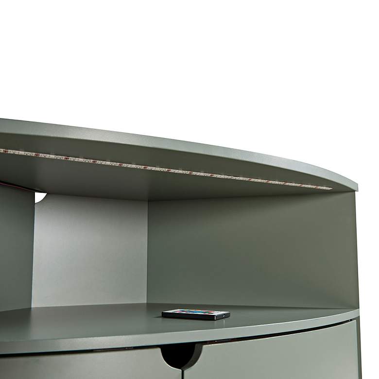 Image 4 Leto 31 1/4"W Green 2-Door Corner Cabinet with LED Lights more views