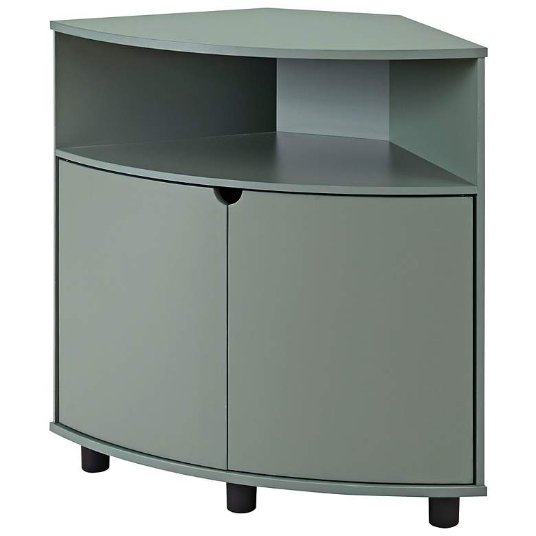 Image 5 Leto 31 1/4"W Green 2-Door Corner Cabinet with LED Lights more views