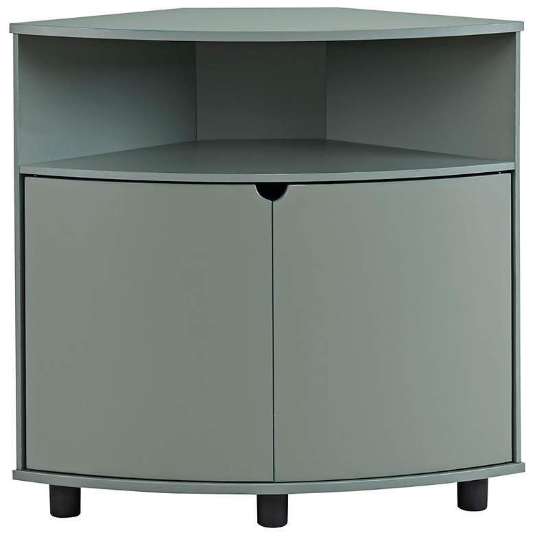 Image 6 Leto 31 1/4"W Green 2-Door Corner Cabinet with LED Lights more views