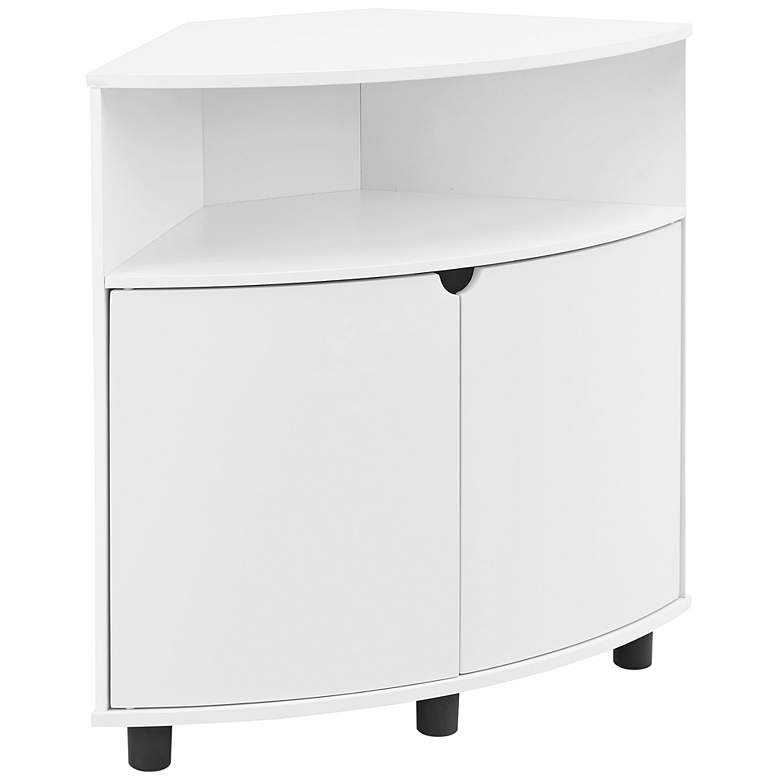 Image 2 Leto 31 1/4"W White 2-Door Corner Cabinet with LED Lights