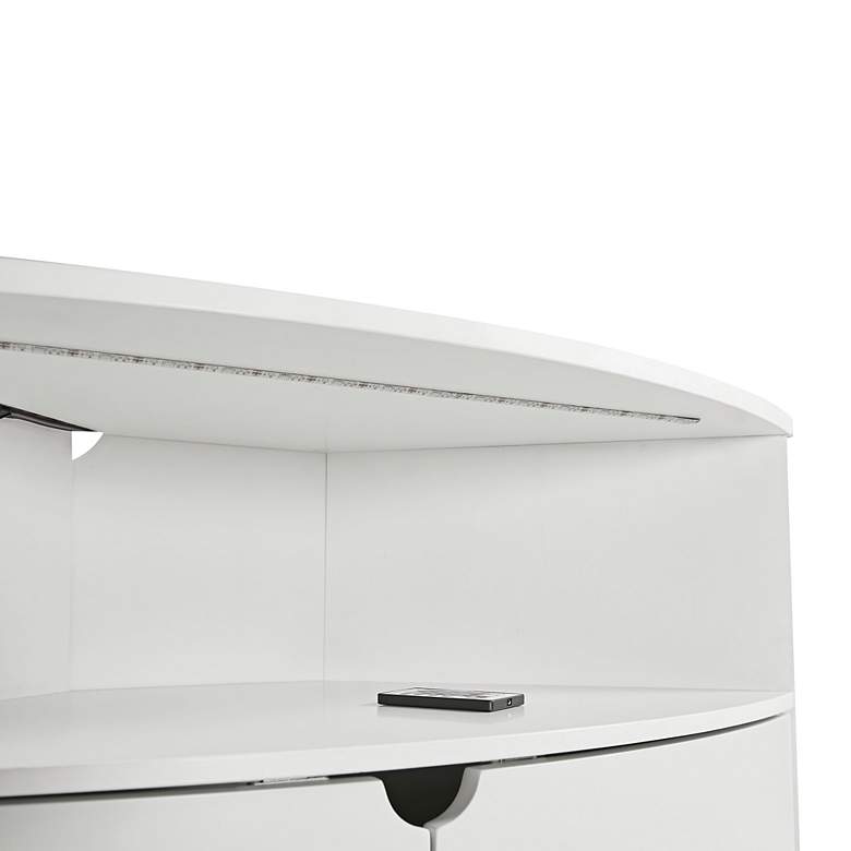 Image 4 Leto 31 1/4"W White 2-Door Corner Cabinet with LED Lights more views
