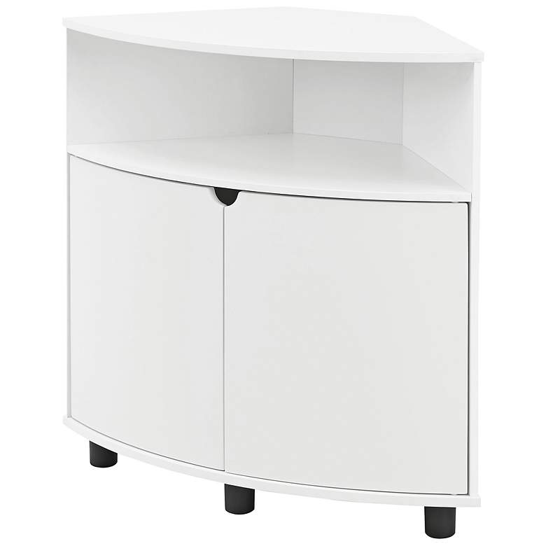 Image 5 Leto 31 1/4"W White 2-Door Corner Cabinet with LED Lights more views