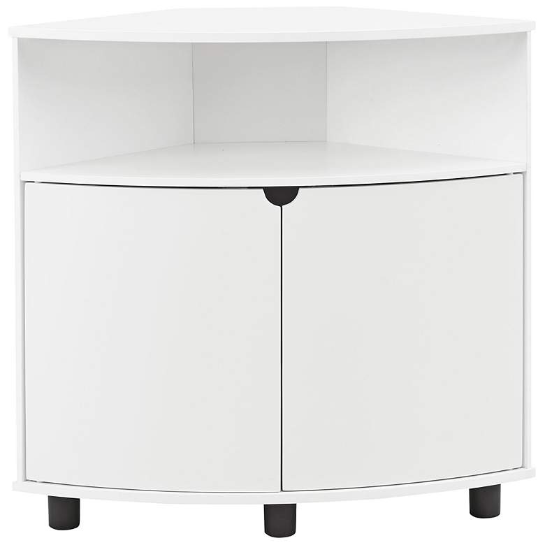 Image 6 Leto 31 1/4"W White 2-Door Corner Cabinet with LED Lights more views