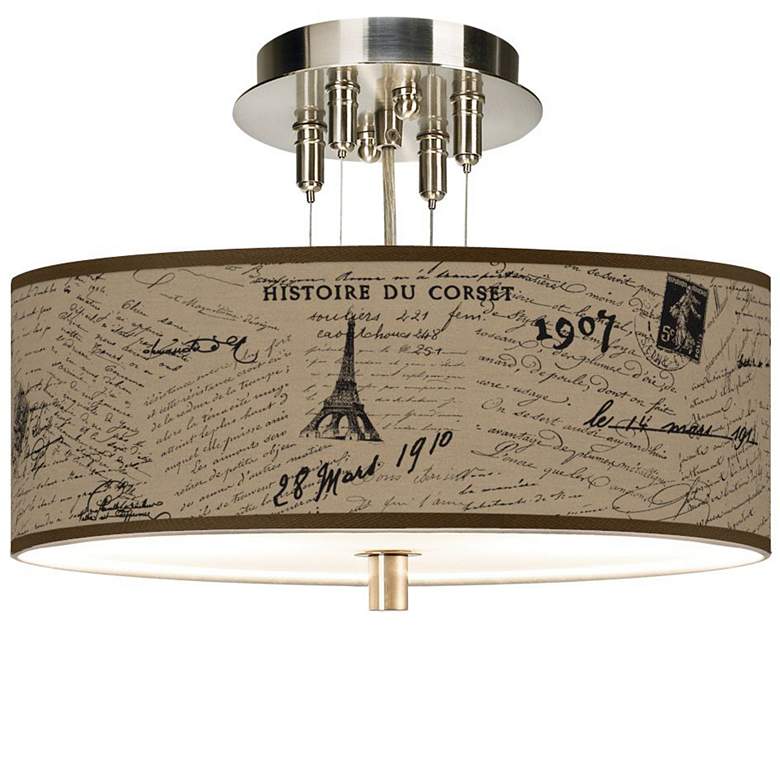 Image 1 Letters to Paris Giclee 14"W Semi-Flush Ceiling Light