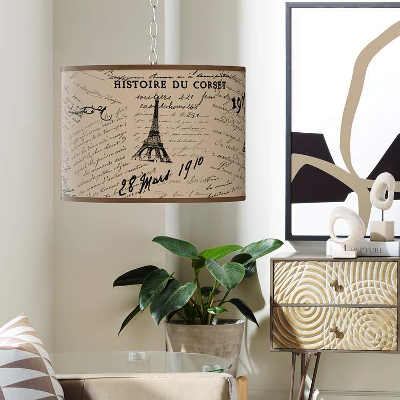 Image 1 Letters to Paris Giclee Plug-In Swag Chandelier