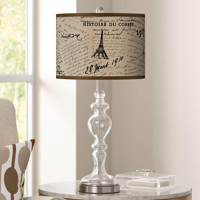 Image 1 Letters to Paris Linen Apothecary Clear Glass Table Lamp