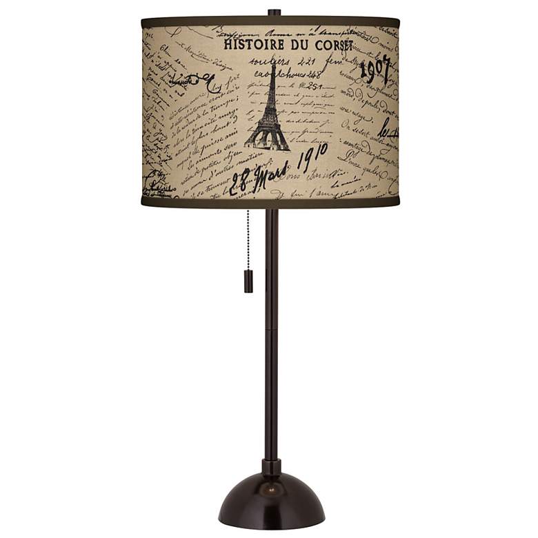 Image 1 Letters to Paris Linen Giclee Glow Bronze Club Table Lamp