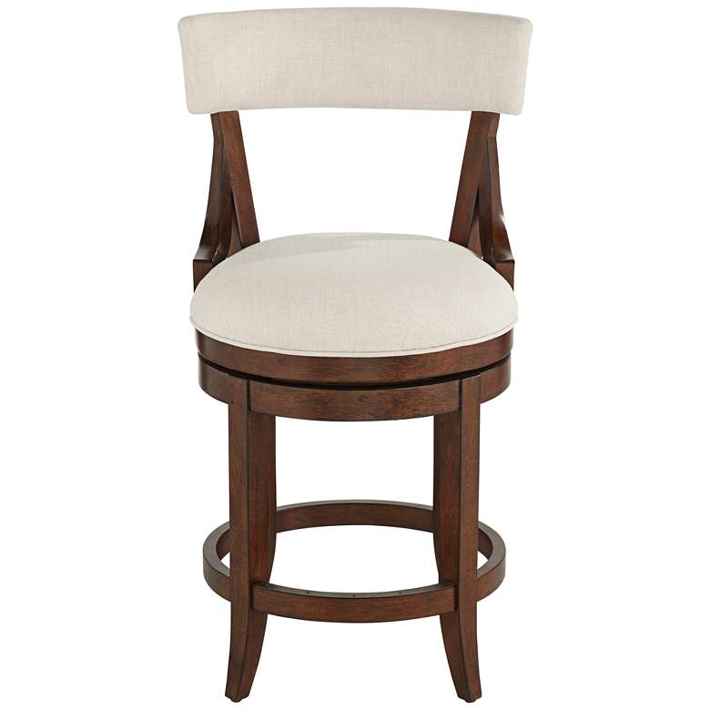 Image 6 Lev 24" High Distressed Walnut Linen Counter Stool more views