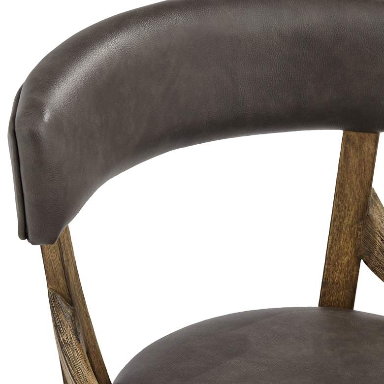 Image 4 Lev 24" High Vintage Smoke Faux Leather Swivel Counter Stool more views