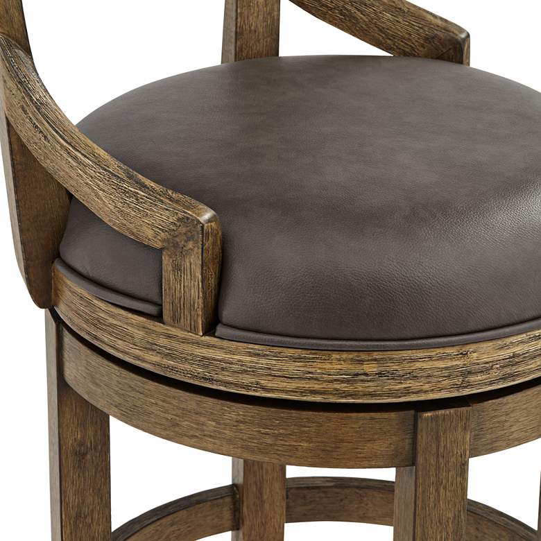 Image 5 Lev 24" High Vintage Smoke Faux Leather Swivel Counter Stool more views