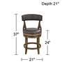 Lev 24" High Vintage Smoke Faux Leather Swivel Counter Stool