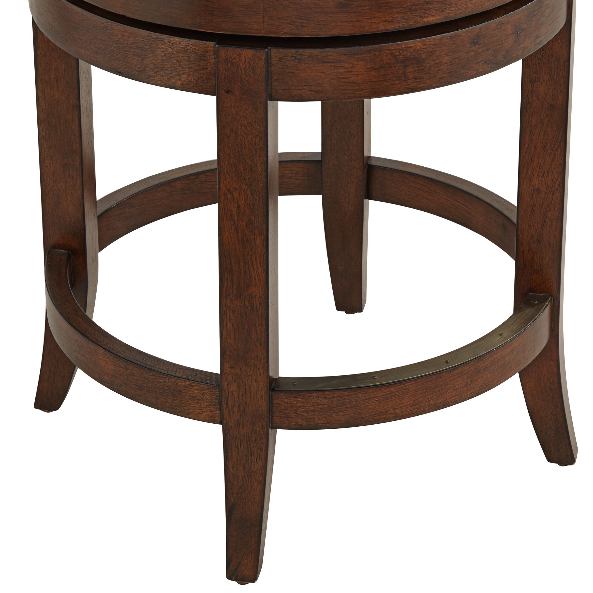 Image 5 Lev 24" Seat Height Distressed Walnut Linen Swivel Counter Stool more views