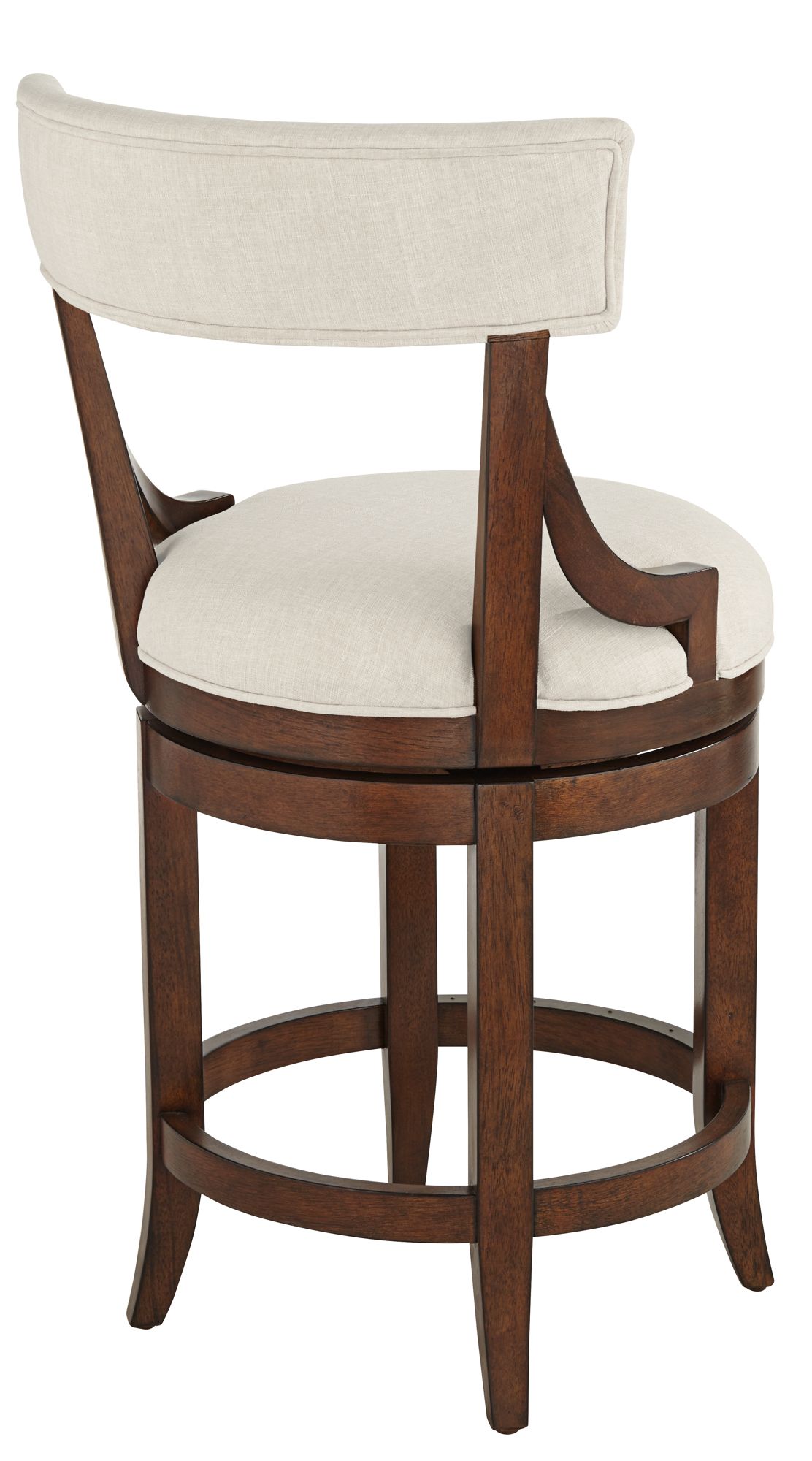 Lev 24" Seat Height Distressed Walnut Linen Swivel Counter Stool