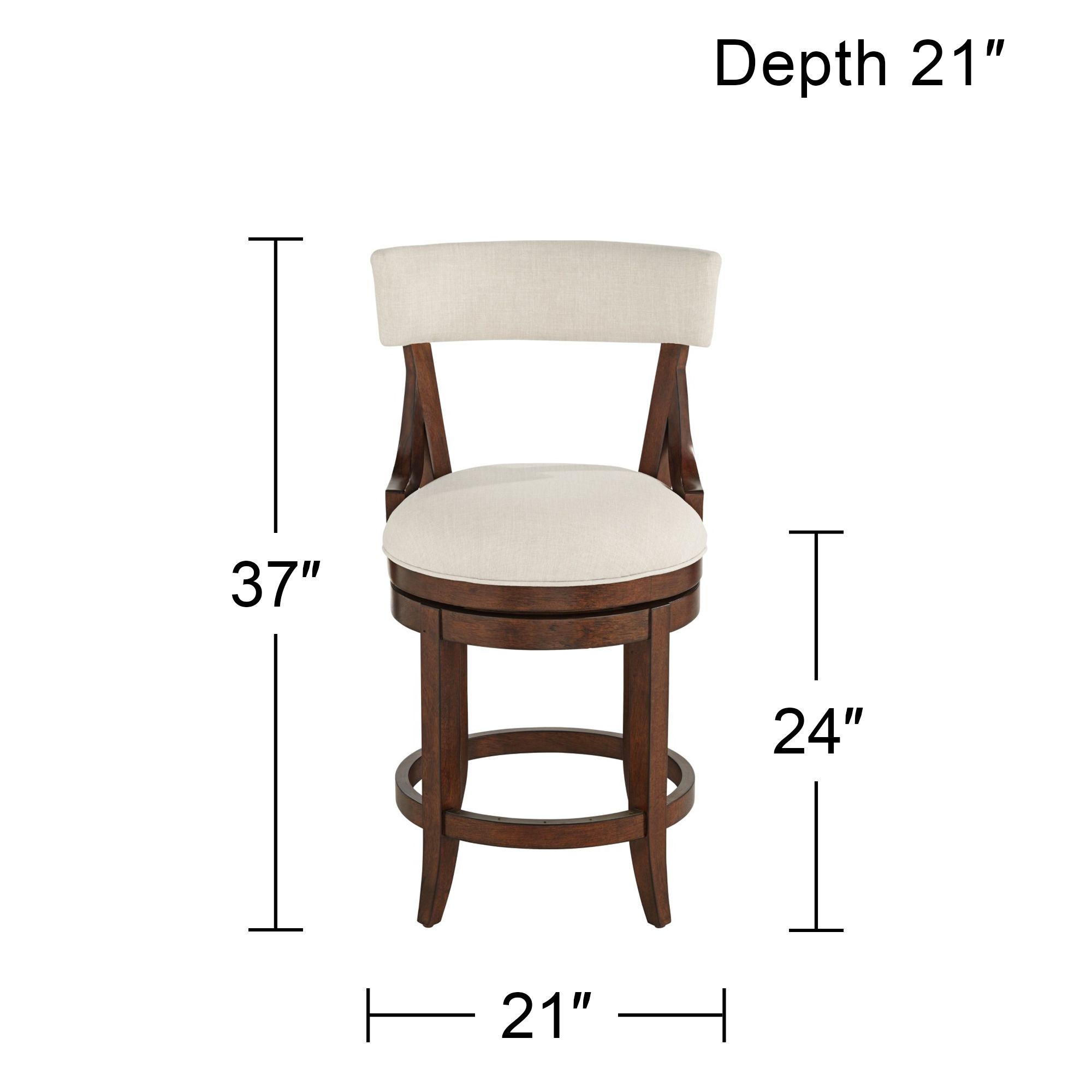 Lev 24" Seat Height Distressed Walnut Linen Swivel Counter Stool