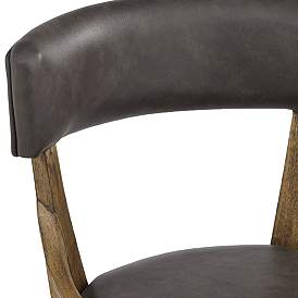 Image4 of Lev 31 1/4" High Vintage Smoke Faux Leather Swivel Bar Stool more views