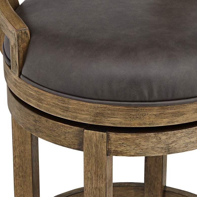 Image 5 Lev 31 1/4 inch High Vintage Smoke Faux Leather Swivel Bar Stool more views