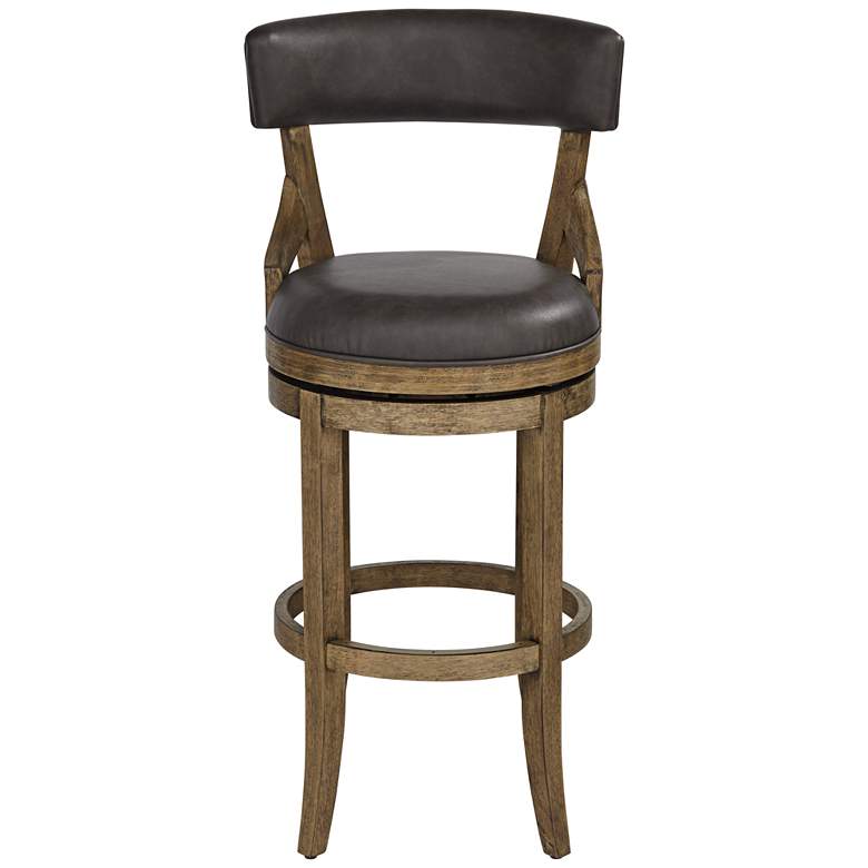 Image 7 Lev 31 1/4 inch High Vintage Smoke Faux Leather Swivel Bar Stool more views