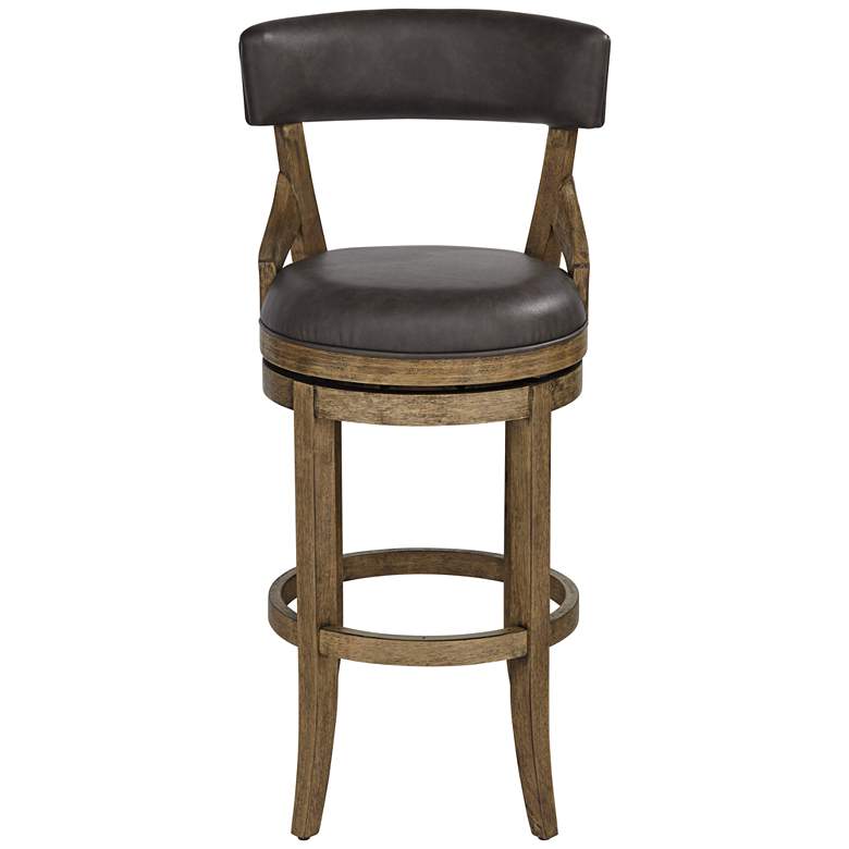 Image 7 Lev 31 1/4" High Vintage Smoke Faux Leather Swivel Bar Stool more views