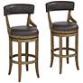 1_Lev 31 1/4" Smoke Faux Leather Swivel Bar Stools Set of 2
