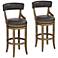 Lev 31 1/4" Smoke Faux Leather Swivel Bar Stools Set of 2