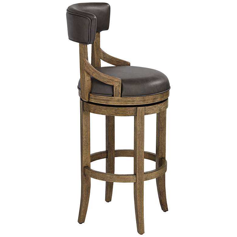 Image 7 Lev 31 1/4" Smoke Faux Leather Swivel Bar Stools Set of 2 more views
