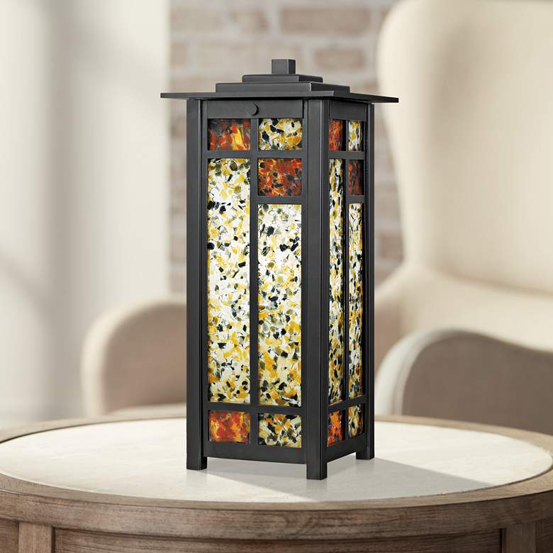 Image 1 Levan 15 1/2 inchH Earth Black Tiffany-Style Accent Table Lamp