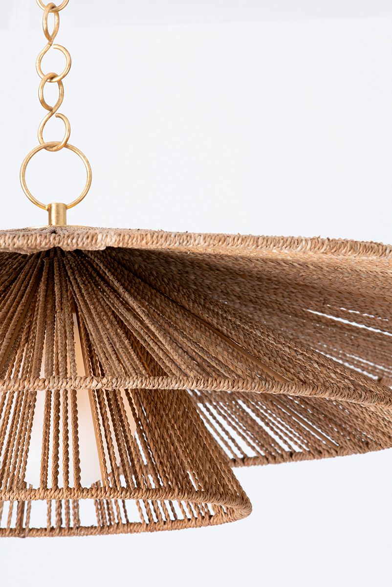 Image 4 Levan 24" Wide Vintage Gold Leaf Pendant Light more views