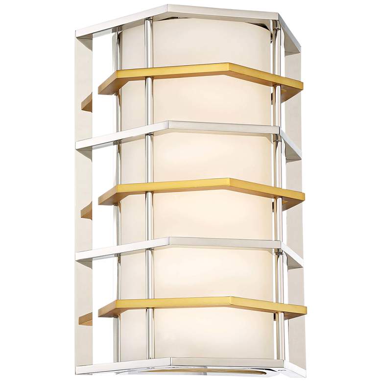Image 1 Levels 13 inchH Polished Nickel and Honey Gold LED Wall Sconce