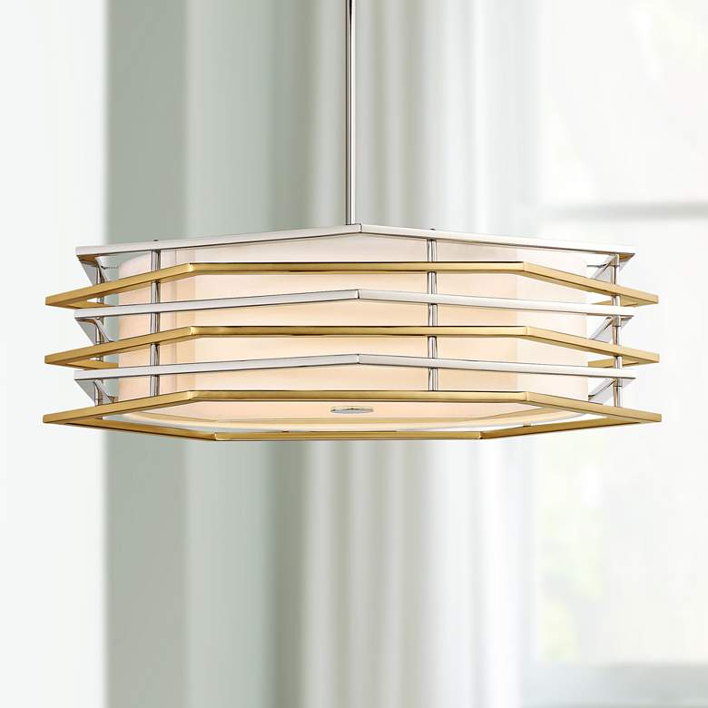 Image 1 Levels 26 inchW Polished Nickel and Honey Gold LED Pendant Light