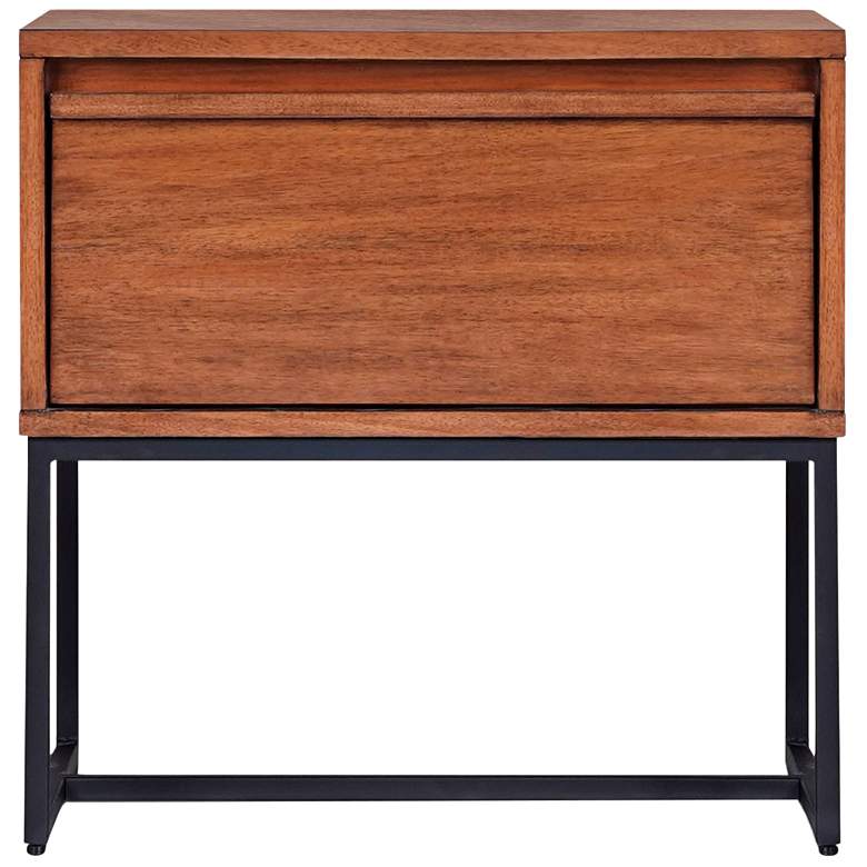 Image 1 Levi 24" Wide Teak Brown Wood 1-Drawer Nightstand