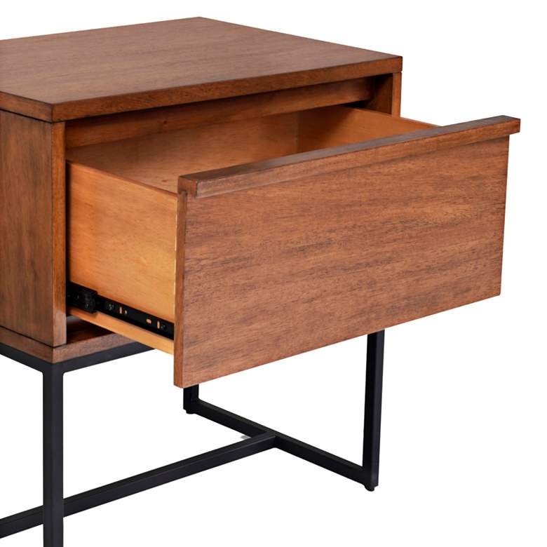 Image 2 Levi 24" Wide Teak Brown Wood 1-Drawer Nightstand more views