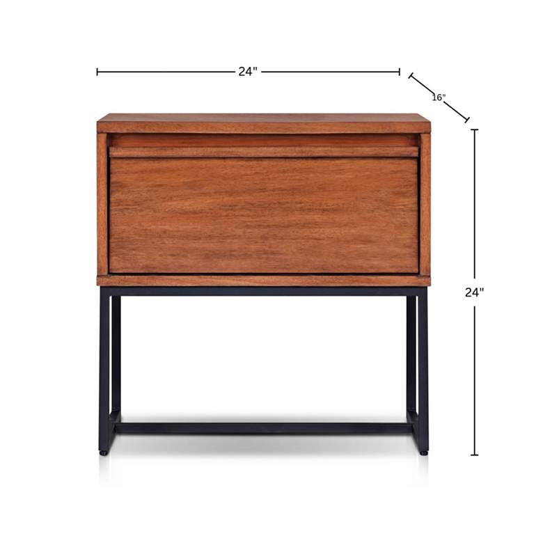 Image 4 Levi 24" Wide Teak Brown Wood 1-Drawer Nightstand more views