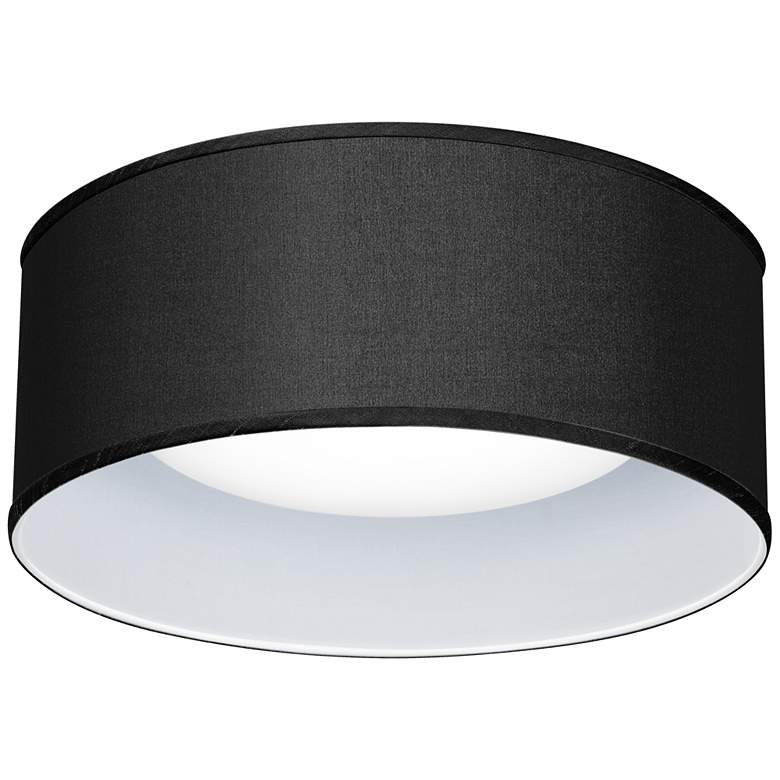 Image 1 Levine Black Faux Silk Flushmount 14 inchW White LED Ceiling Light