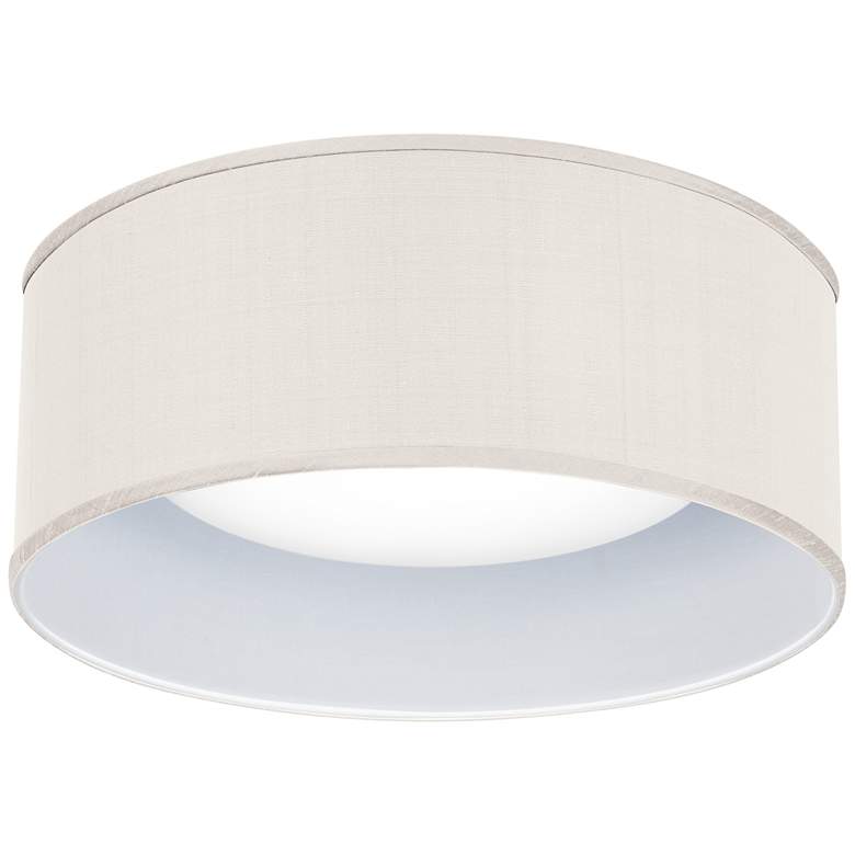 Image 1 Levine Cream Faux Silk Flushmount 14 inchW White LED Ceiling Light