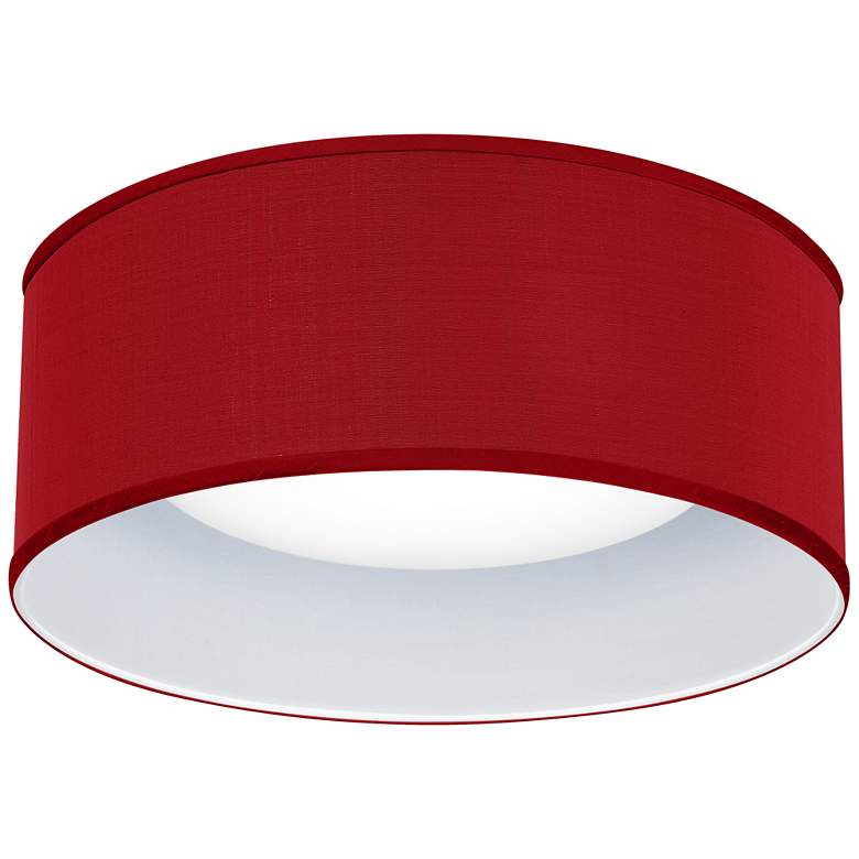 Image 1 Levine Red Faux Silk Flushmount 14 inchW White LED Ceiling Light