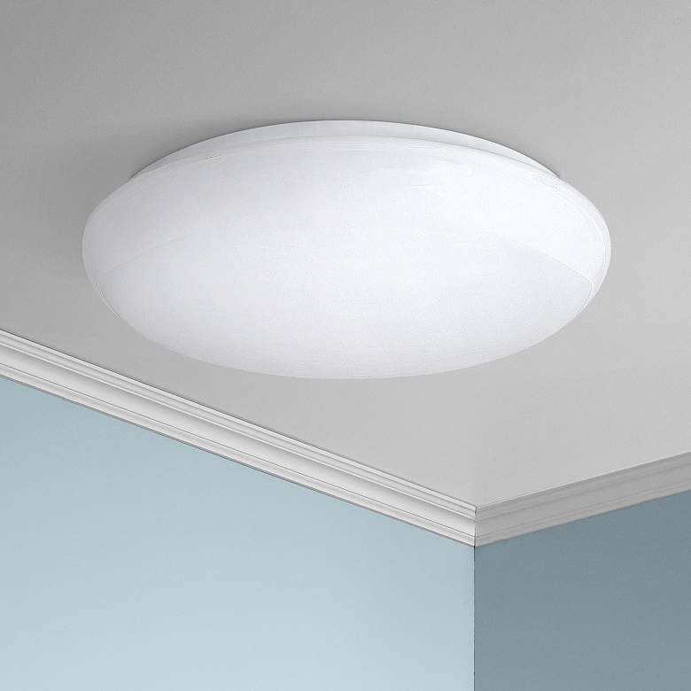 Image 1 Levine Shallow Flush Mount 19" White Acrylic Modern LED Ceiling Light