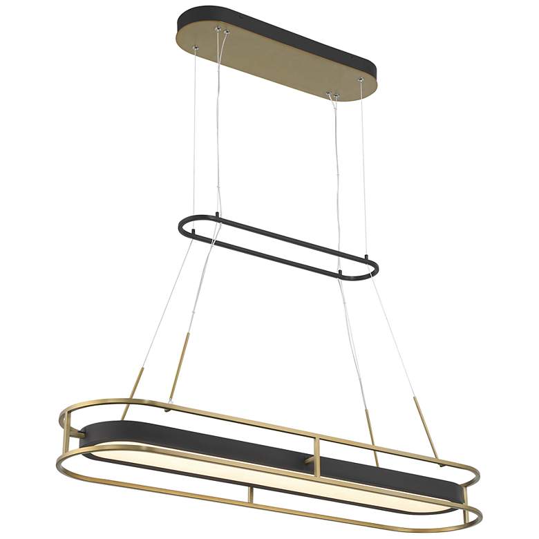Image 3 Levitation 40"W Sand Coal and Brass LED Island Chandelier