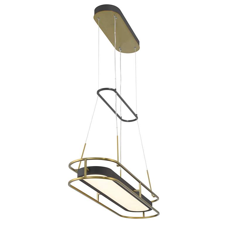 Image 7 Levitation 40"W Sand Coal and Brass LED Island Chandelier more views