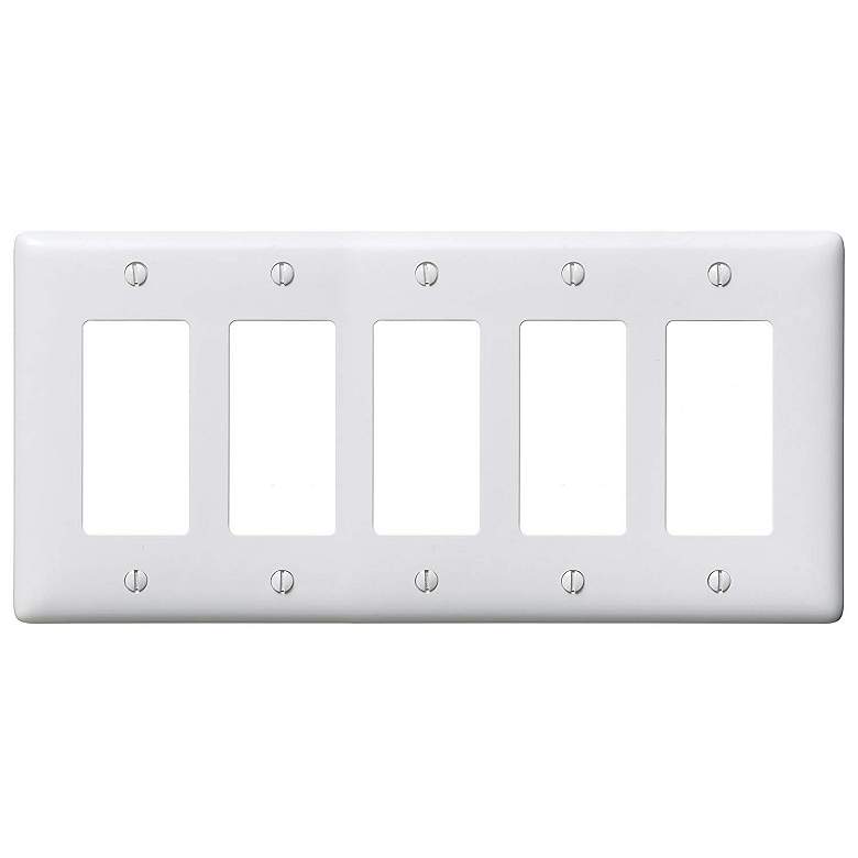 Image 1 Leviton Decora White Standard Size 5-Gang Wall Plate