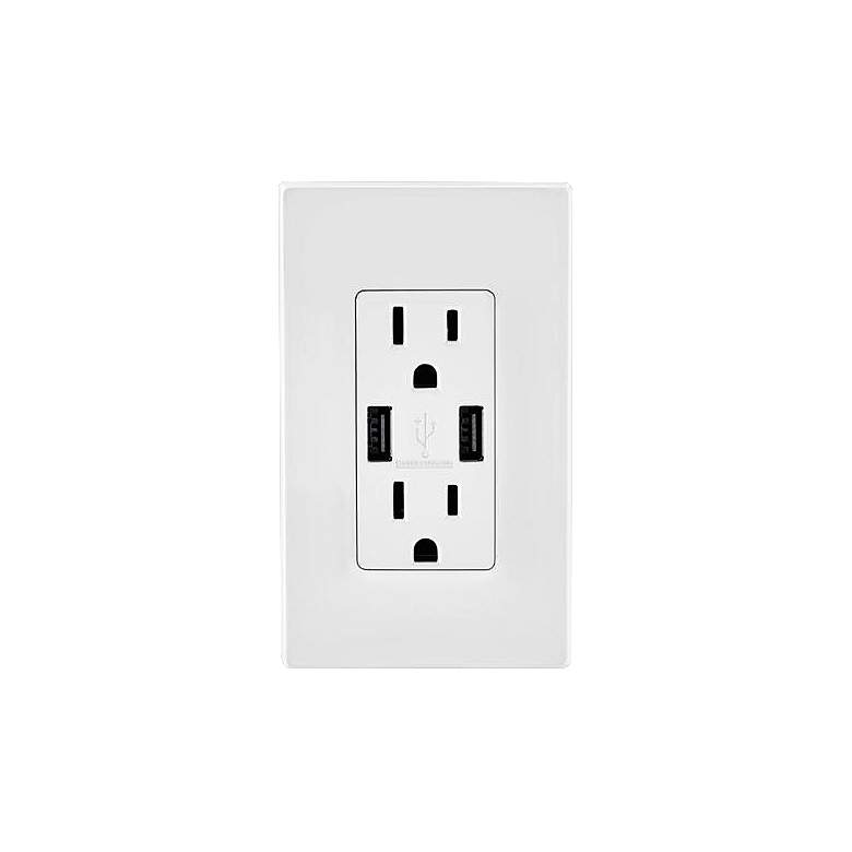 Image 1 Leviton White USB/15A-20A Double Wall Receptacle
