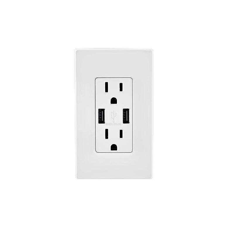 Image 1 Leviton White USB/15A-20A Double Wall Receptacle