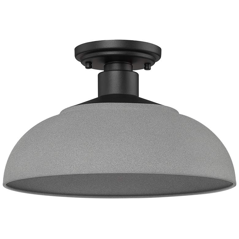 Image 1 Levitt 13 5/8" Wide Outdoor Semi-flush in Natural Black with Natural G