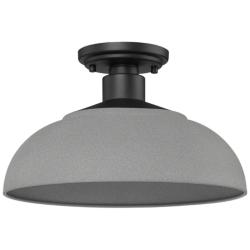 Levitt 13 5/8&quot; Wide Outdoor Semi-flush in Natural Black with Natural G