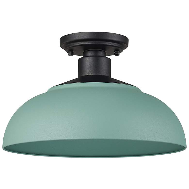 Image 1 Levitt 13 5/8" Wide Outdoor Semi-flush in Natural Black with Natural T