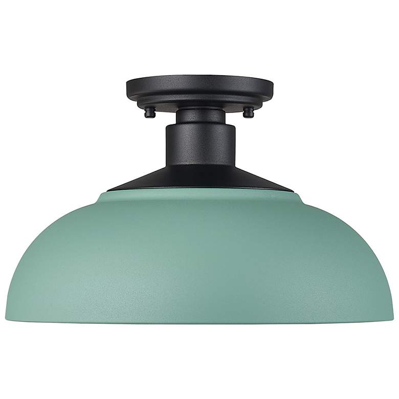 Image 2 Levitt 13 5/8" Wide Outdoor Semi-flush in Natural Black with Natural T more views