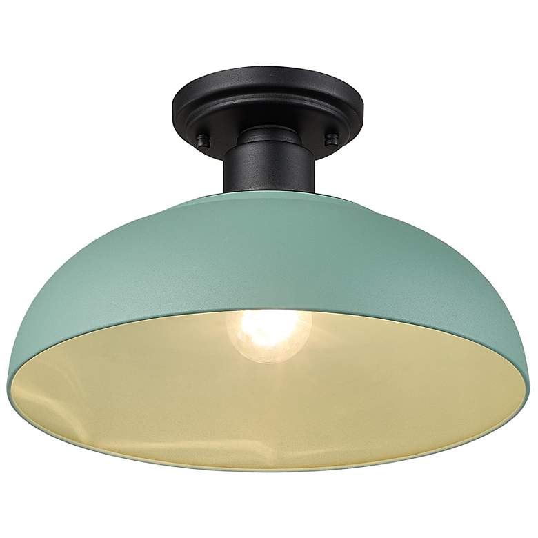 Image 3 Levitt 13 5/8" Wide Outdoor Semi-flush in Natural Black with Natural T more views